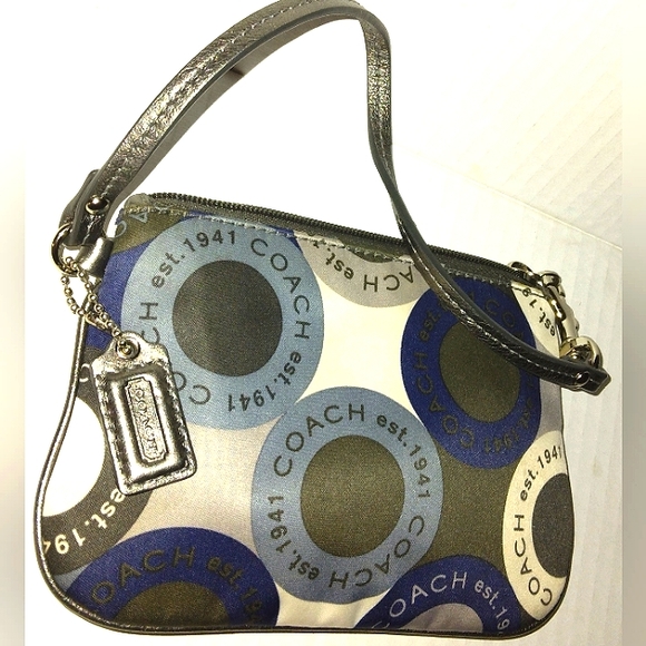 Brand New☆Rare COACH Soho Snaphead Small Sateen Wristlet ~Blue/Silver~ - Picture 3 of 14